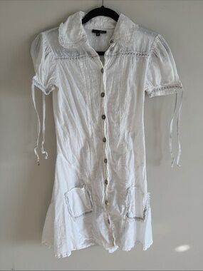 zinc White Cotton Lace Embroidered Mini Dress | Cottagecore, beach coverup